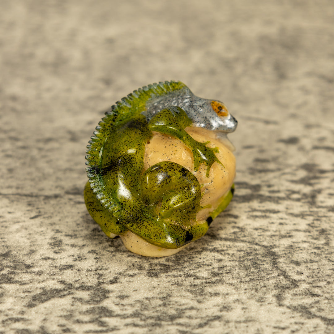 Green Iguana Lizard Tagua Nut Carving