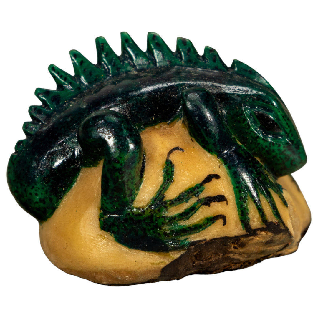 Green Iguana Lizard Tagua Nut Carving