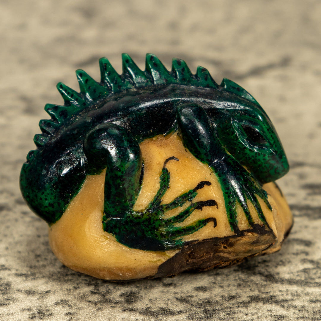 Green Iguana Lizard Tagua Nut Carving