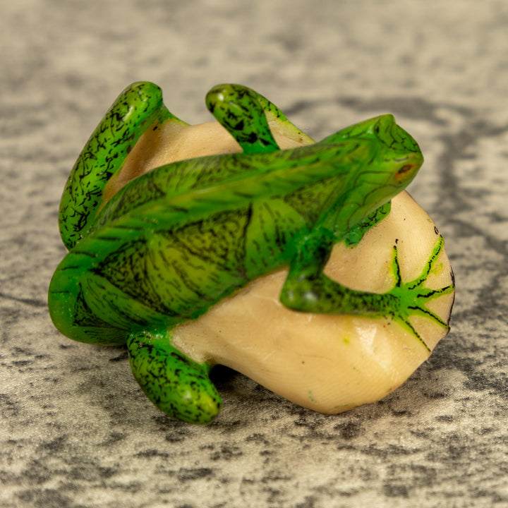 Green Iguana Lizard Tagua Nut Carving