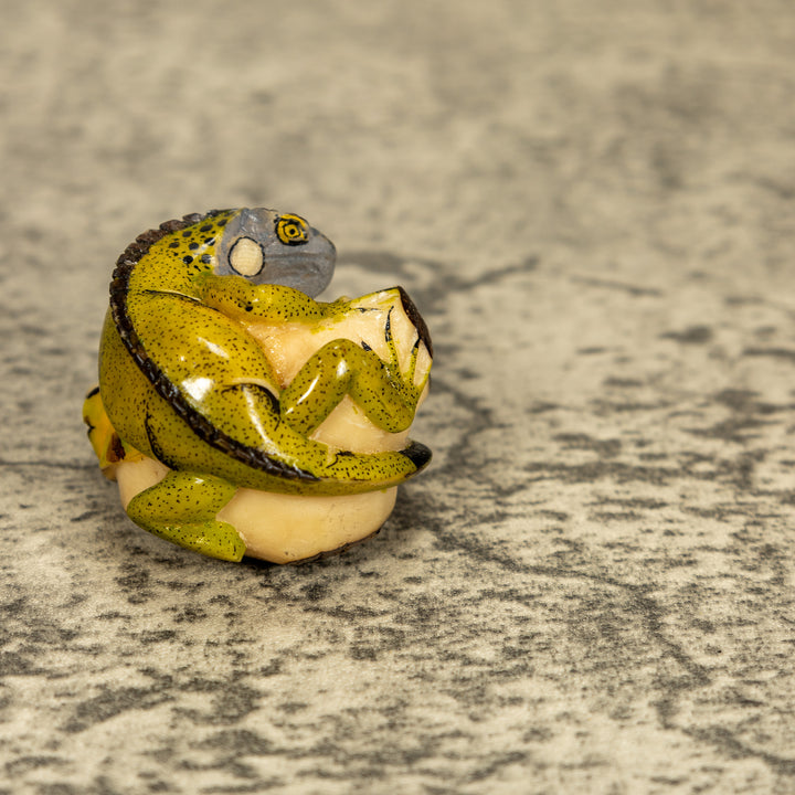 Green Iguana Lizard Tagua Nut Carving