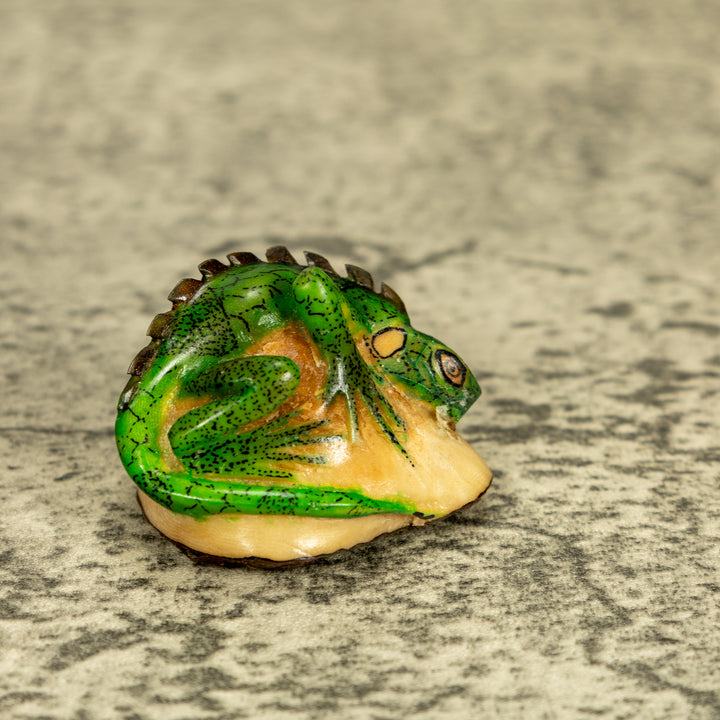 Green Iguana Lizard Tagua Nut Carving