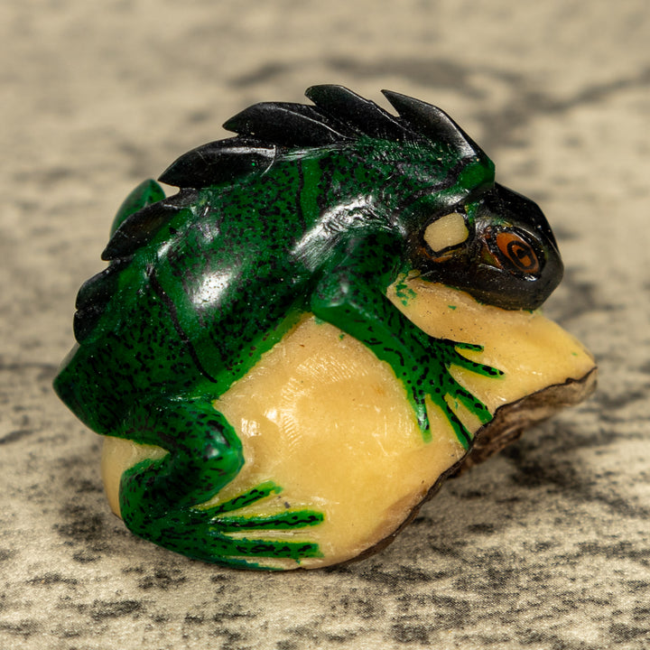 Green Iguana Lizard Tagua Nut Carving