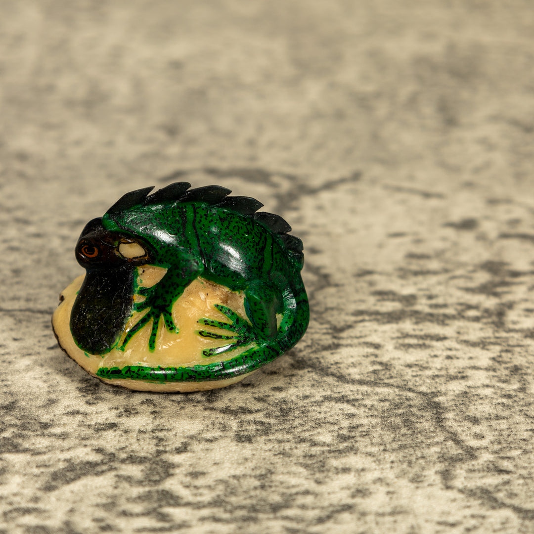 Green Iguana Lizard Tagua Nut Carving