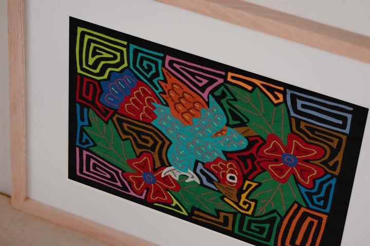 Red Blue And Orange Hurling Parrot Mola