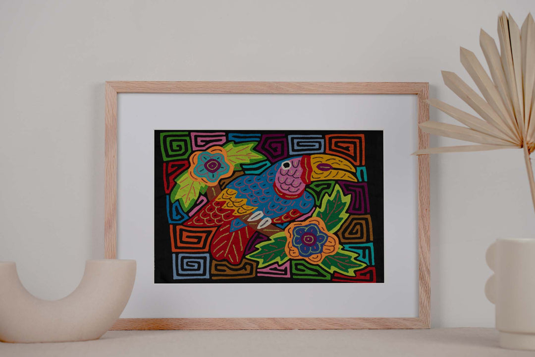 Red Blue And Yellow Toucan Parrot Mola