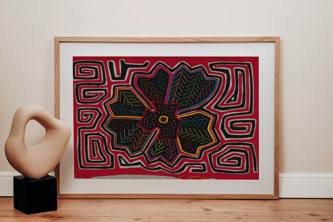 Red And White Flower Floral Mola