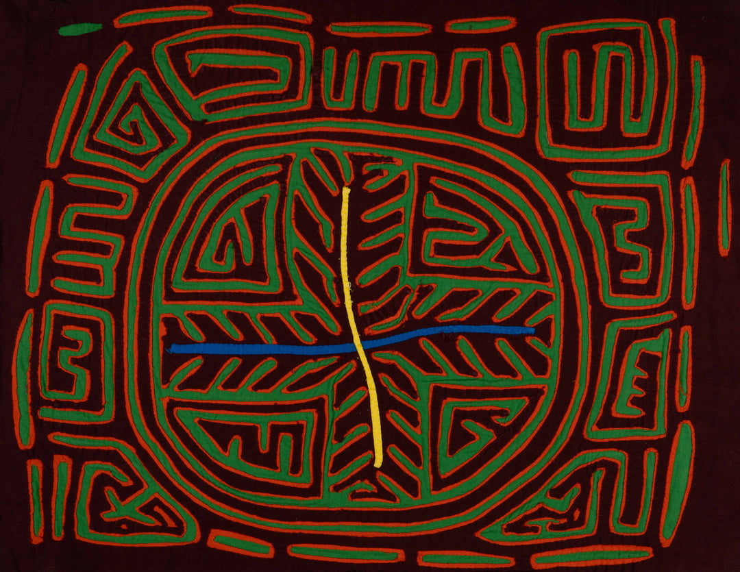 Burgundy Orange And Green Classic Design Kuna Mola