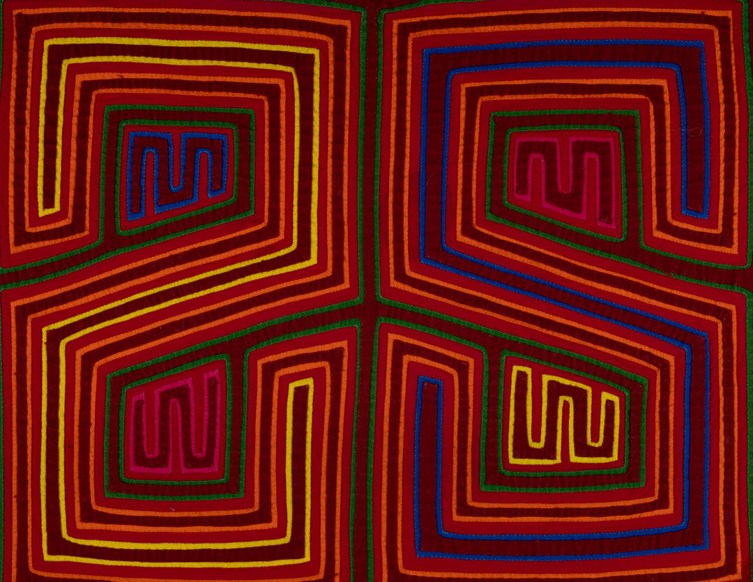 Maroon Red And Yellow Classic Design Kuna Mola
