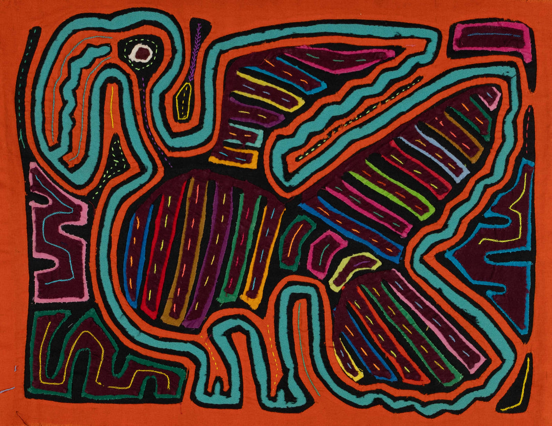 Orange And Aqua Cranky Crabby Pelican Bird Mola