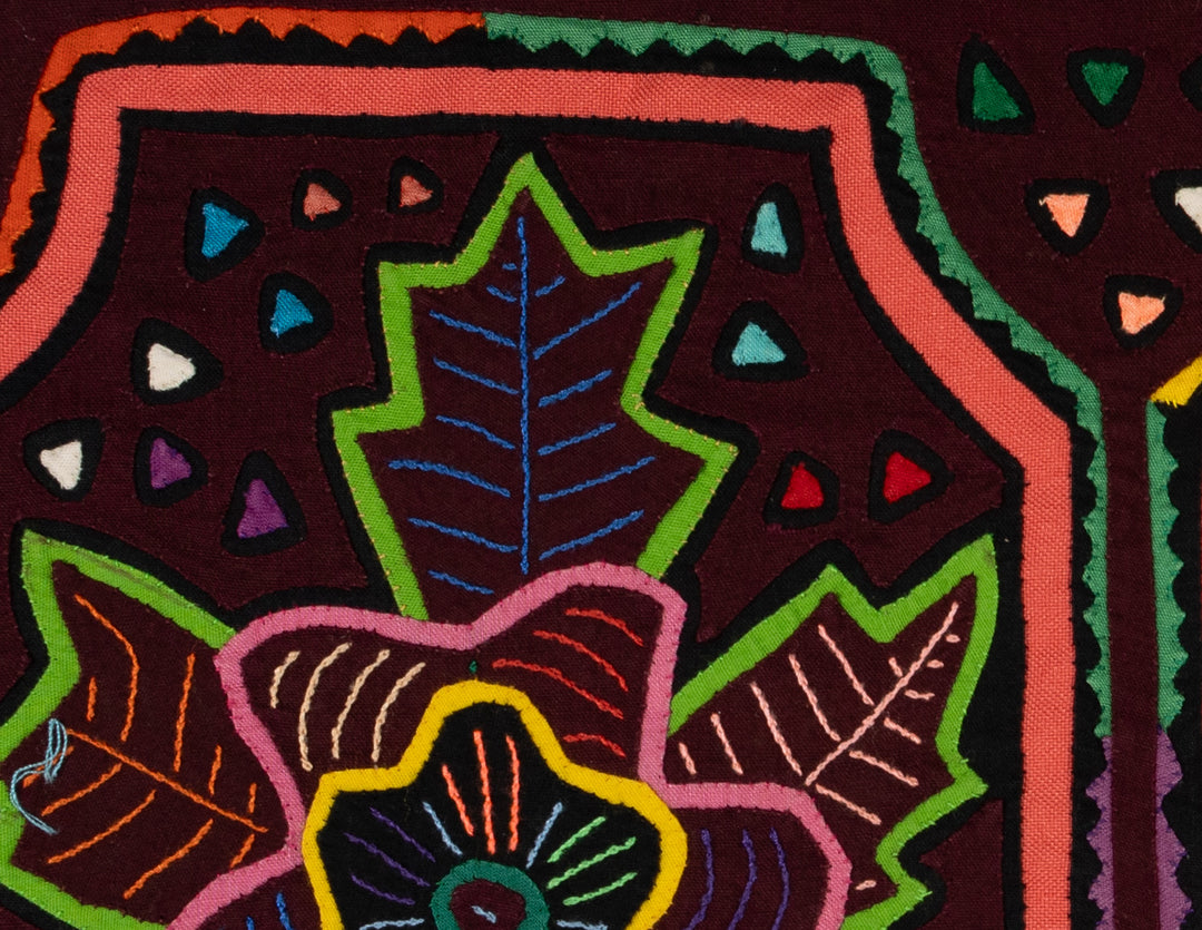 Maroon And Pink Flower Mola