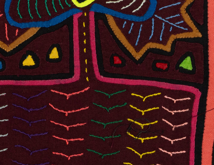 Maroon And Pink Flower Mola