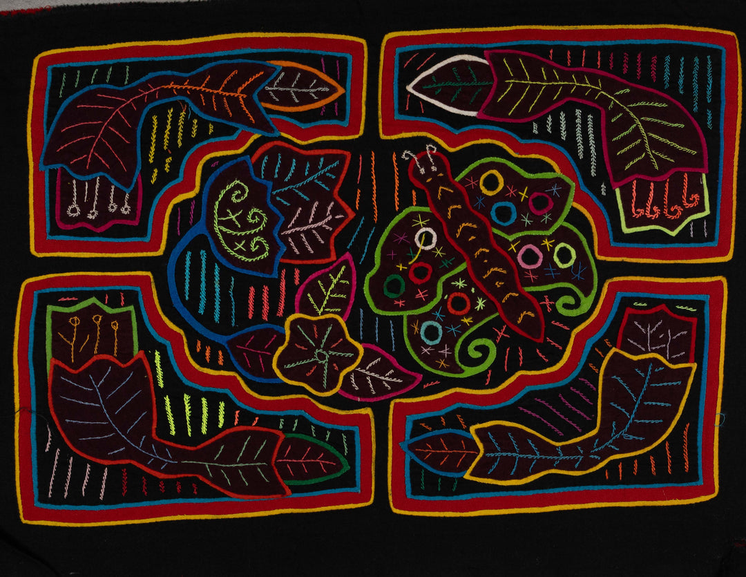 Red Yellow And Blue Butterfly And Flower Mola