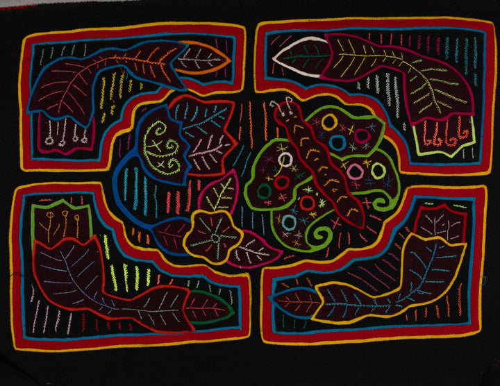 Red Yellow And Blue Butterfly And Flower Mola