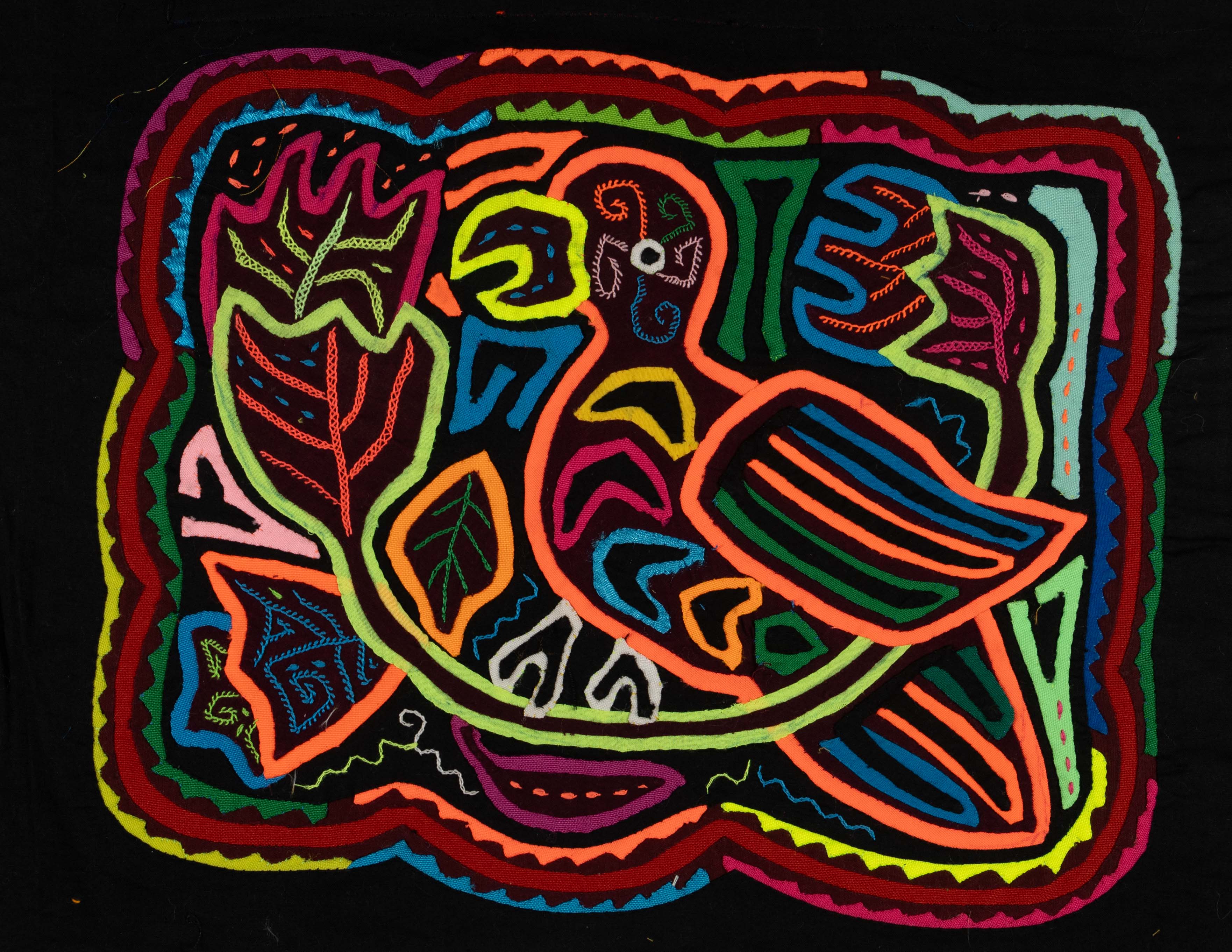 Neon Colors Parrot Bird In Birdcage Mola