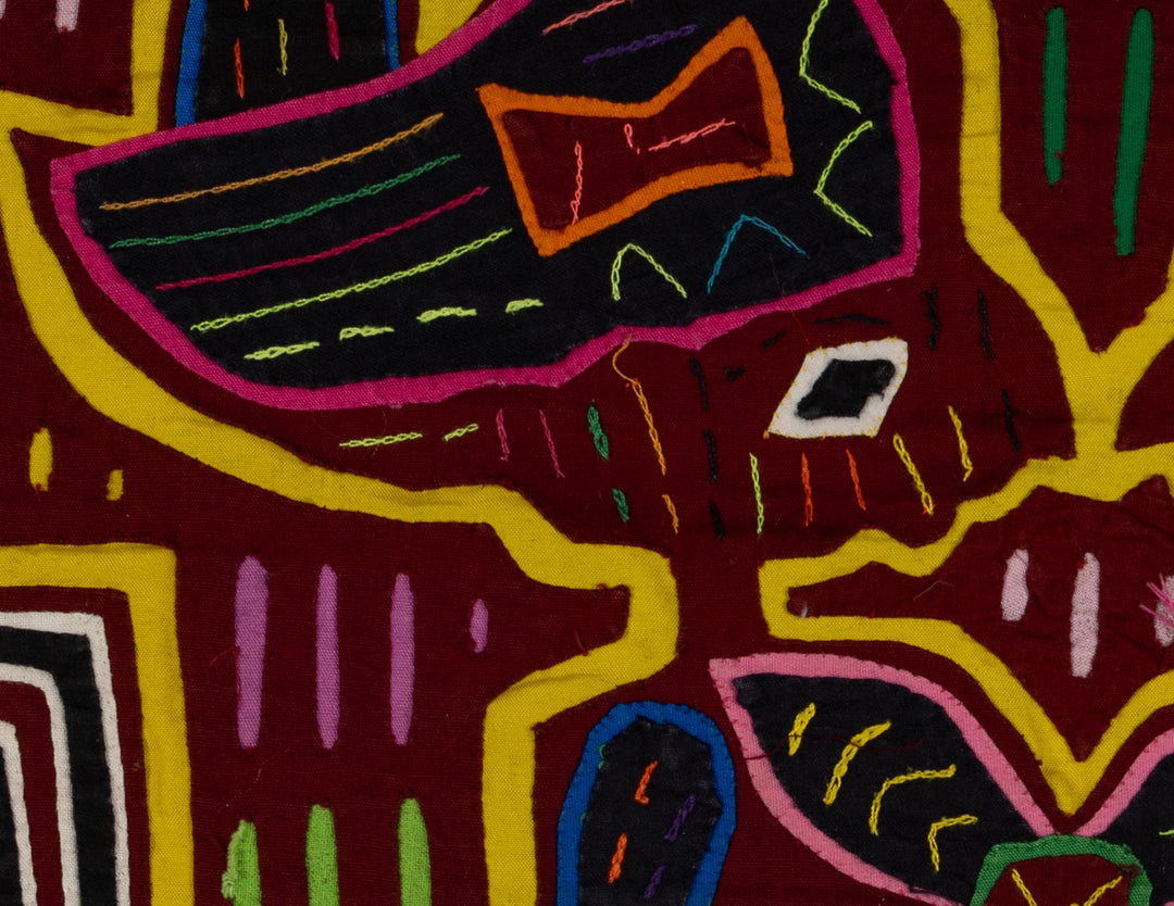 Burgundy And Yellow Twin Sister Optical Illusion Mola