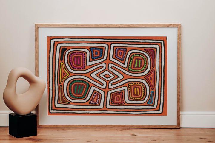 Orange And White Optical Illusion Beady Eye Face Mola