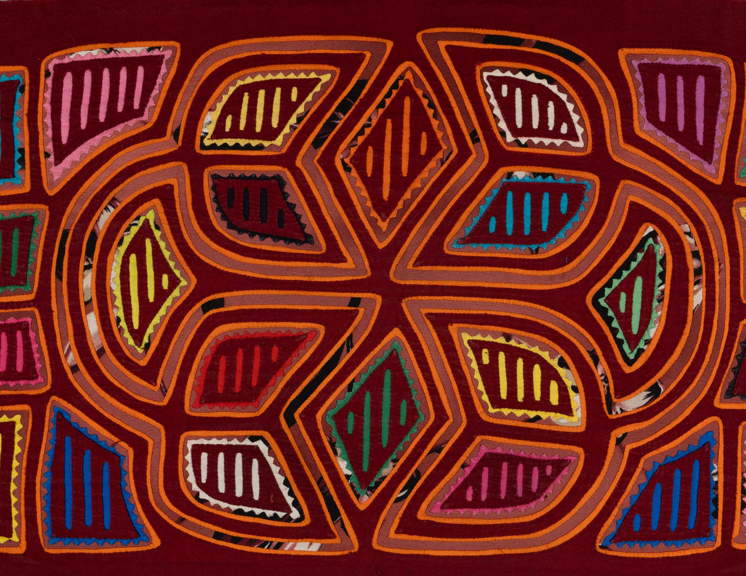 Maroon And Orange Traditional Artful Design Mola