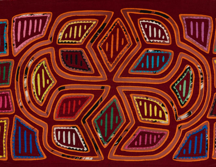 Maroon And Orange Traditional Artful Design Mola