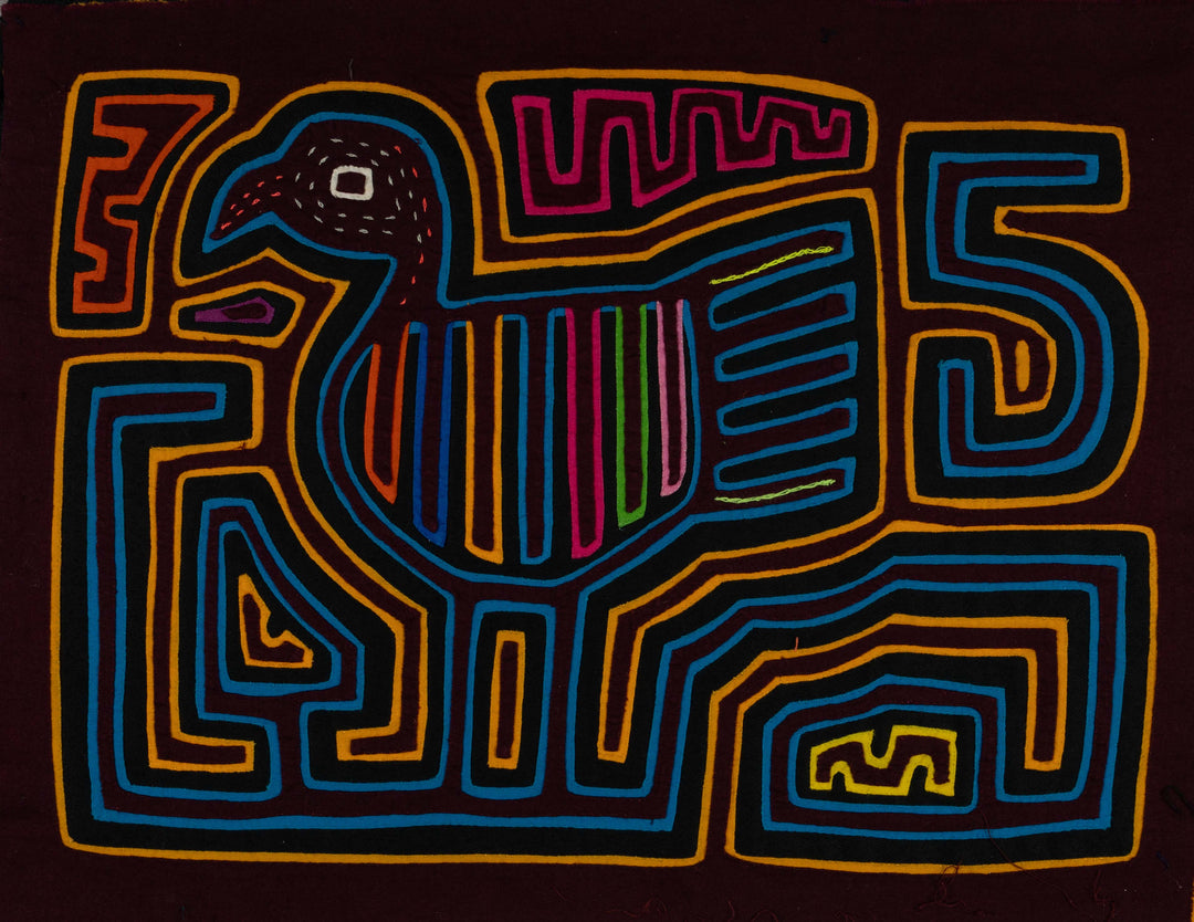 Maroon Gold And Blue Duck Bird Mola