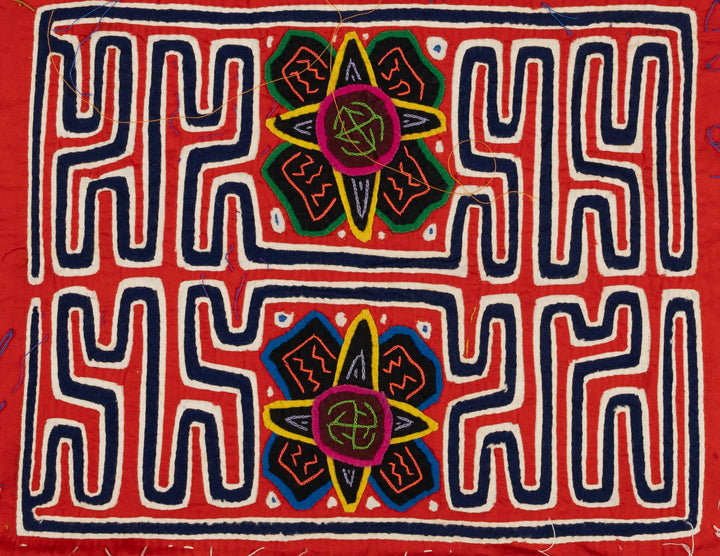 Red And Blue Flower Design Mola