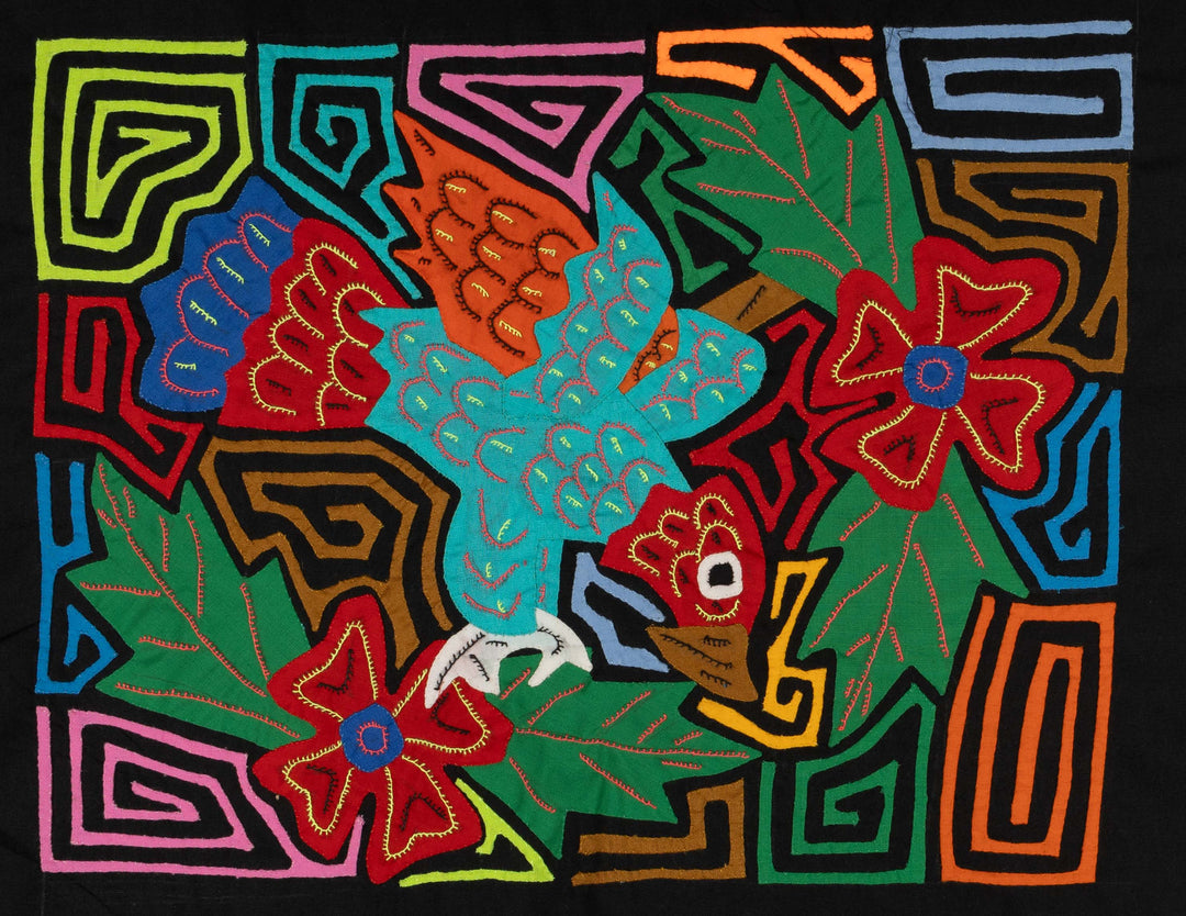 Red Blue And Orange Hurling Parrot Mola