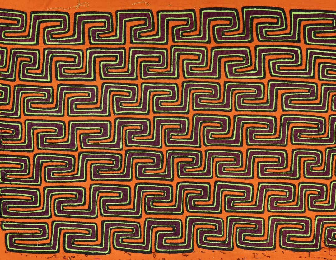 Orange Burgundy And Green Angry Waves Mola