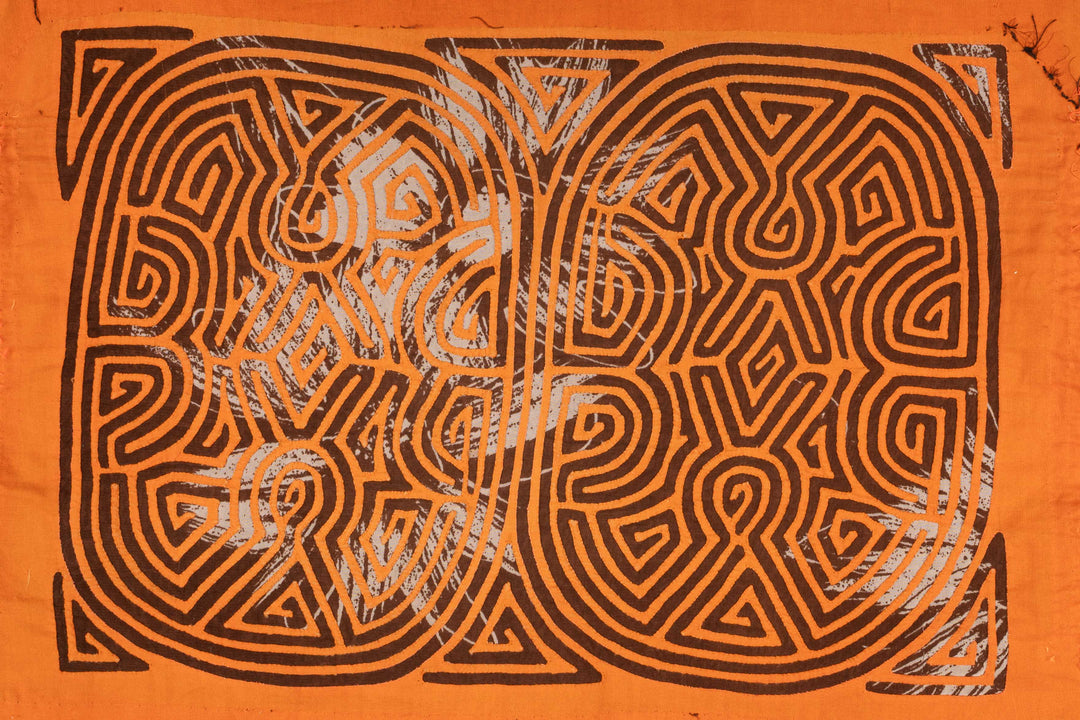 Vintage Orange And Black Flowery Background Material Mola