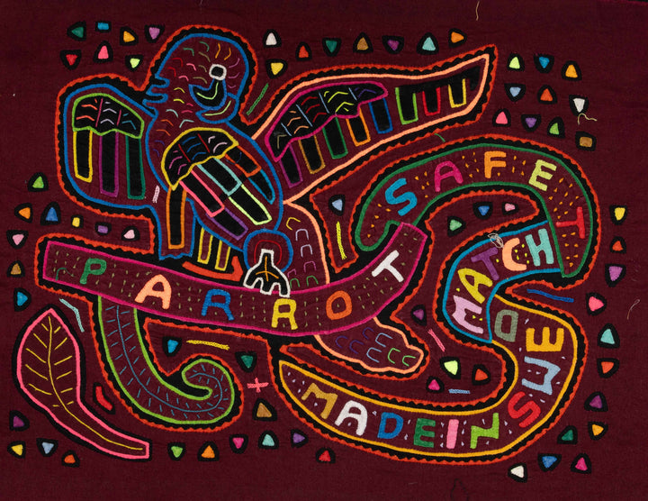 Burgundy Rainbow Parrot Annoucing The Village Mola