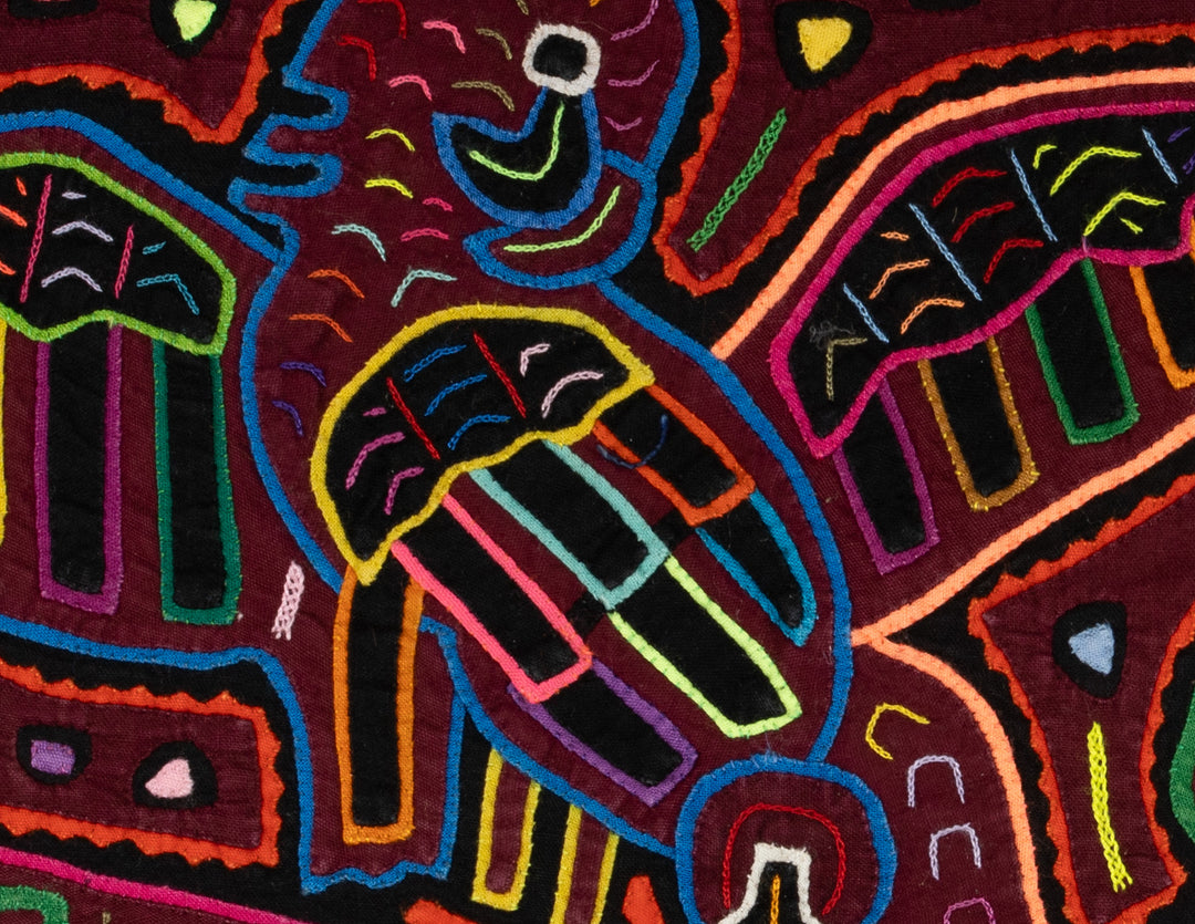 Burgundy Rainbow Parrot Annoucing The Village Mola