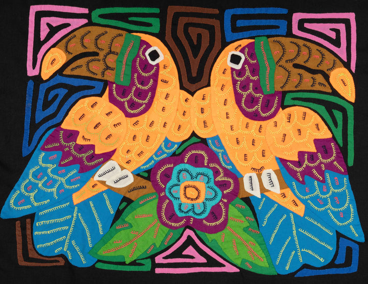 Two Orange Toucan Parrot Bird Mola