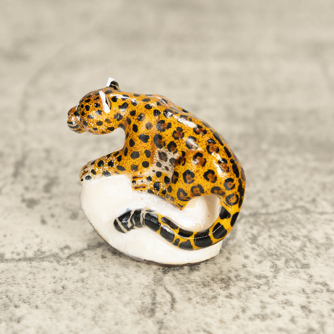 Jaguar Cat Tagua Nut Carving