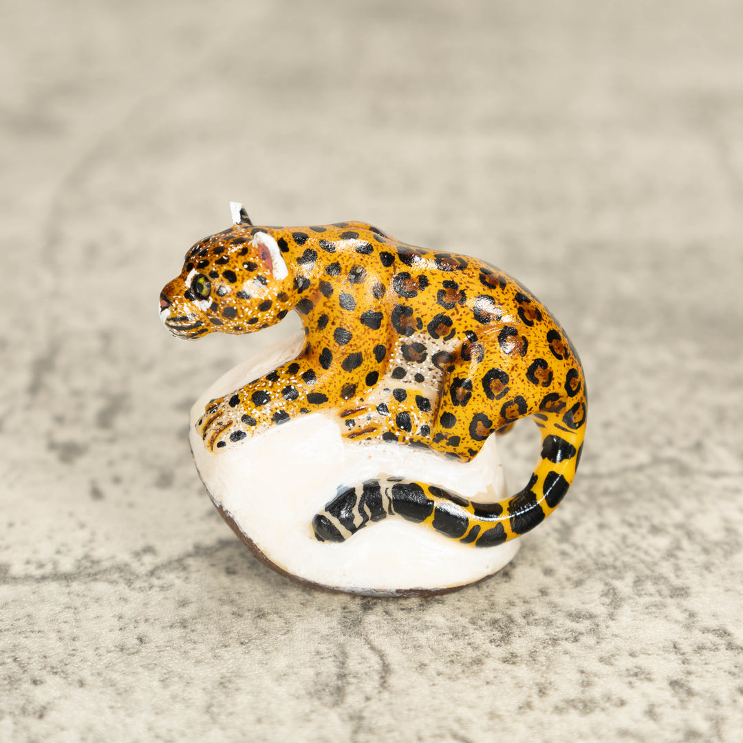 Jaguar Cat Tagua Nut Carving