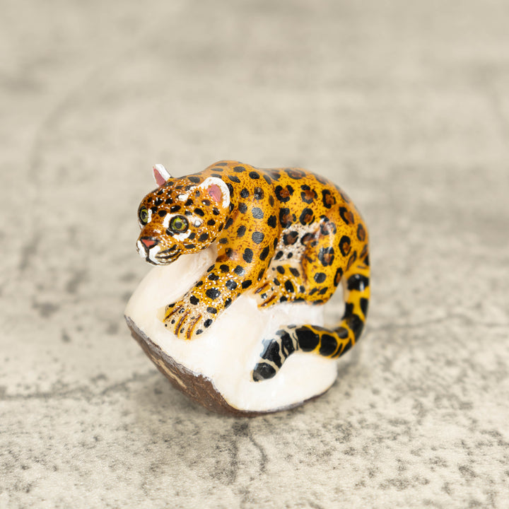 Jaguar Cat Tagua Nut Carving