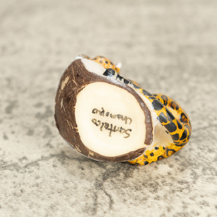 Jaguar Cat Tagua Nut Carving