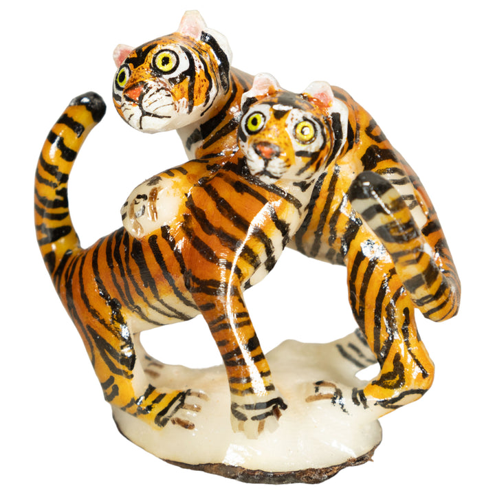 2 Bengal Tiger Cat Tagua Nut Carving