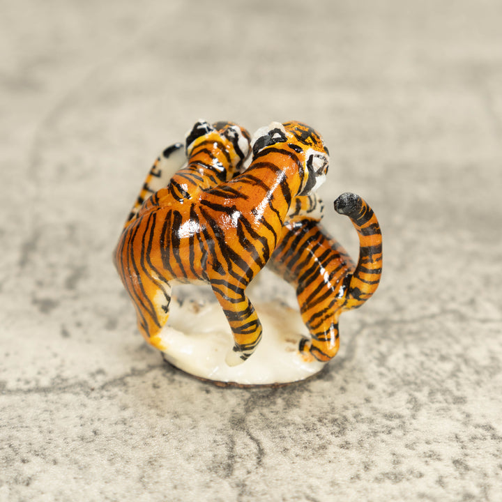 2 Bengal Tiger Cat Tagua Nut Carving