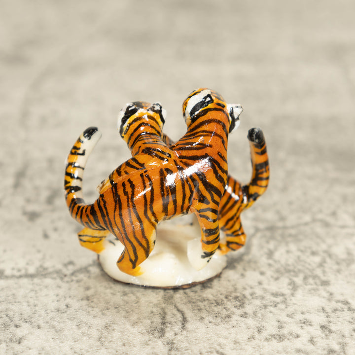 2 Bengal Tiger Cat Tagua Nut Carving