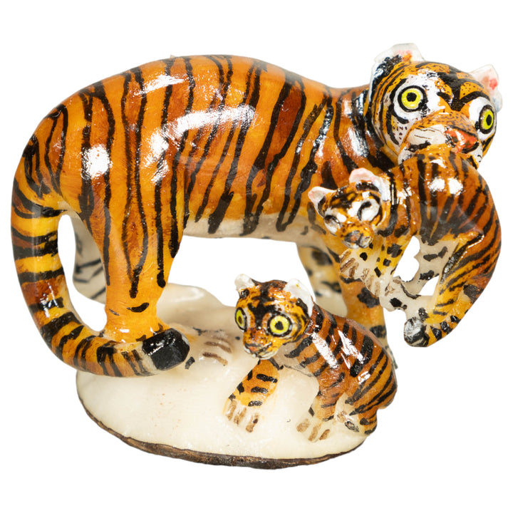 3 Bengal Tiger Cat Tagua Nut Carving