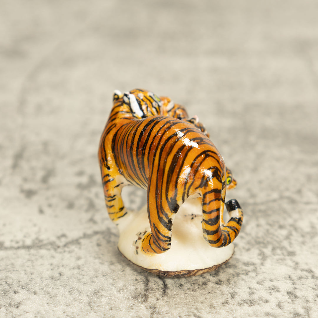 3 Bengal Tiger Cat Tagua Nut Carving