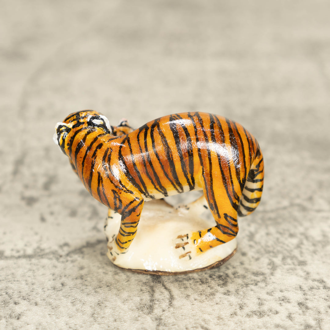 3 Bengal Tiger Cat Tagua Nut Carving