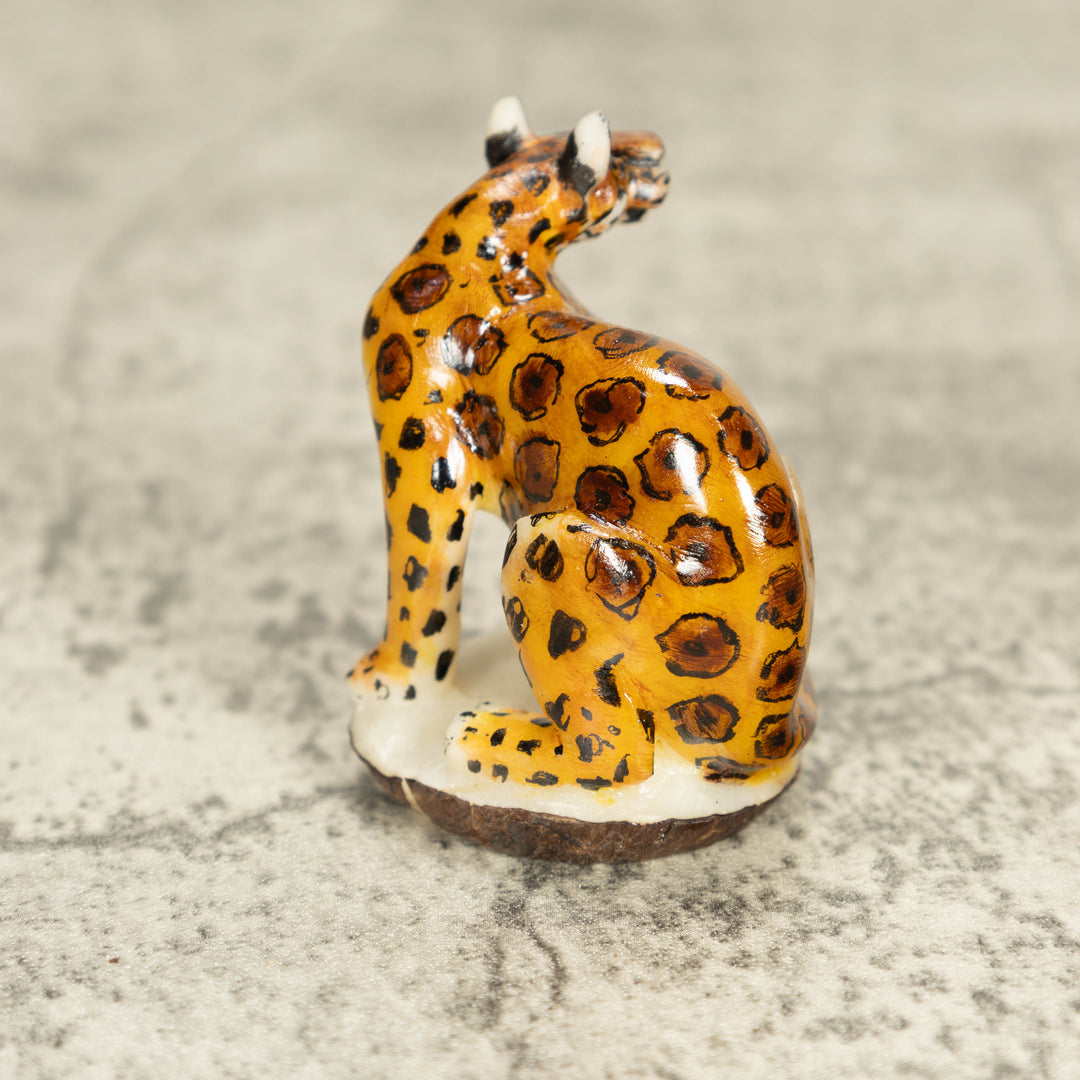 Jaguar Cat Tagua Nut Carving