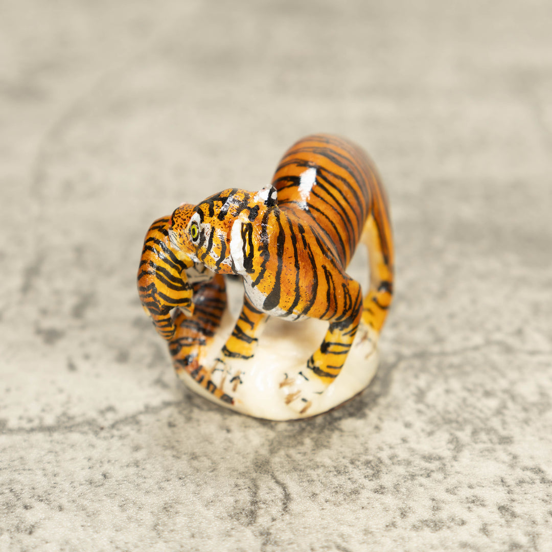 3 Bengal Tiger Cat Tagua Nut Carving