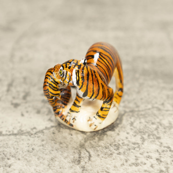 3 Bengal Tiger Cat Tagua Nut Carving