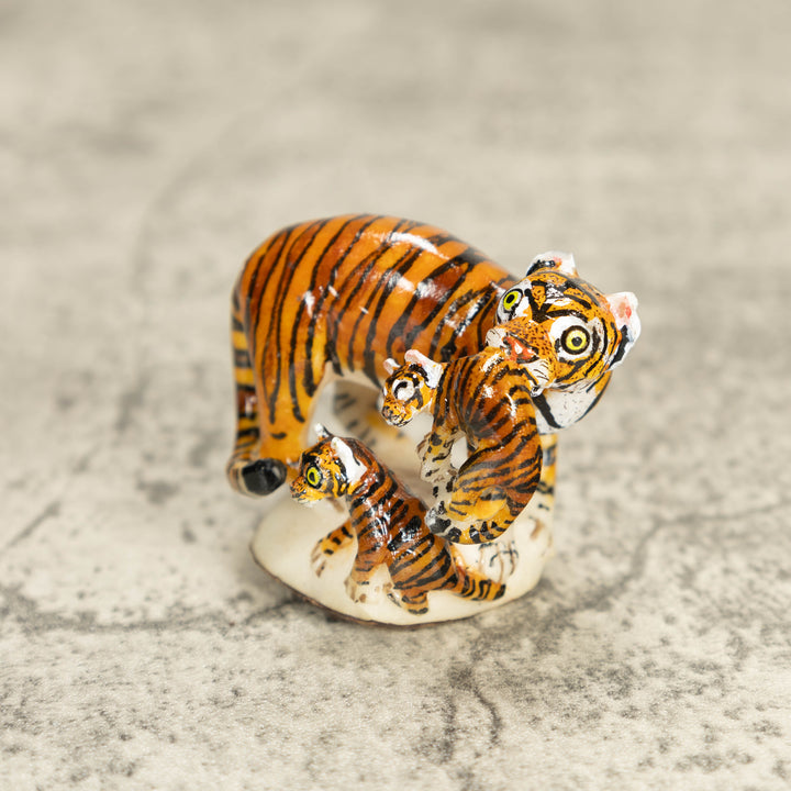 3 Bengal Tiger Cat Tagua Nut Carving