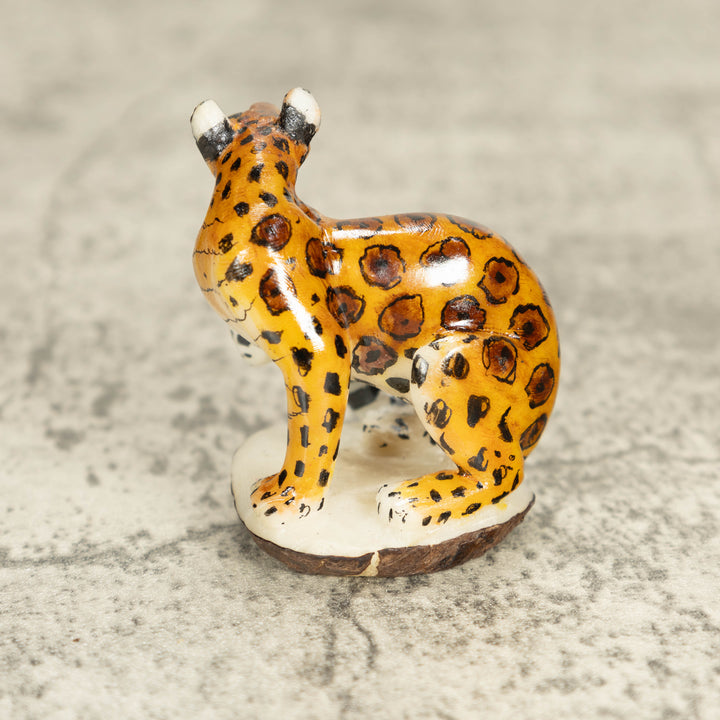 Jaguar Cat Tagua Nut Carving