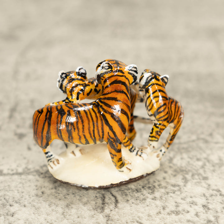 3 Bengal Tiger Cat Tagua Nut Carving