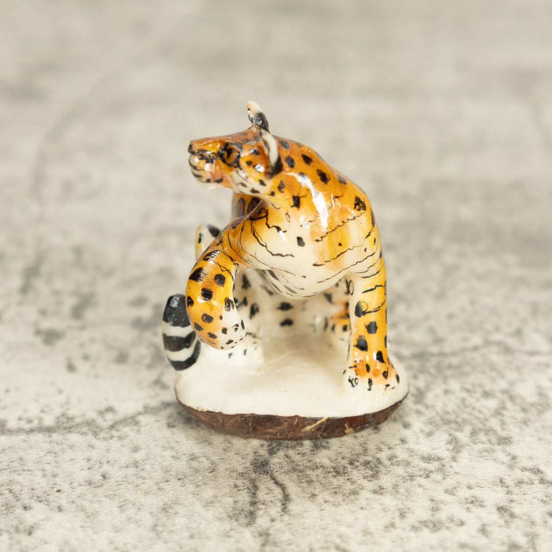 Jaguar Cat Tagua Nut Carving