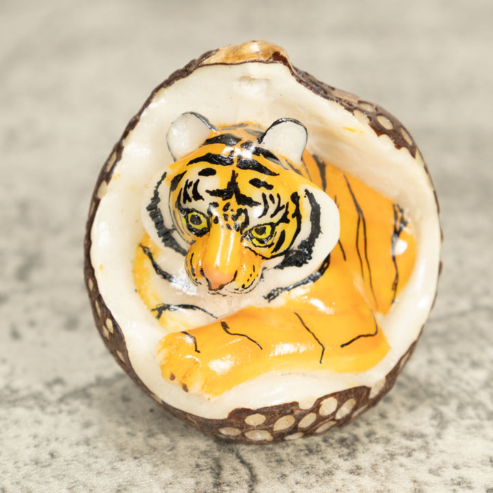 Bengal Tiger Cat Tagua Nut Carving