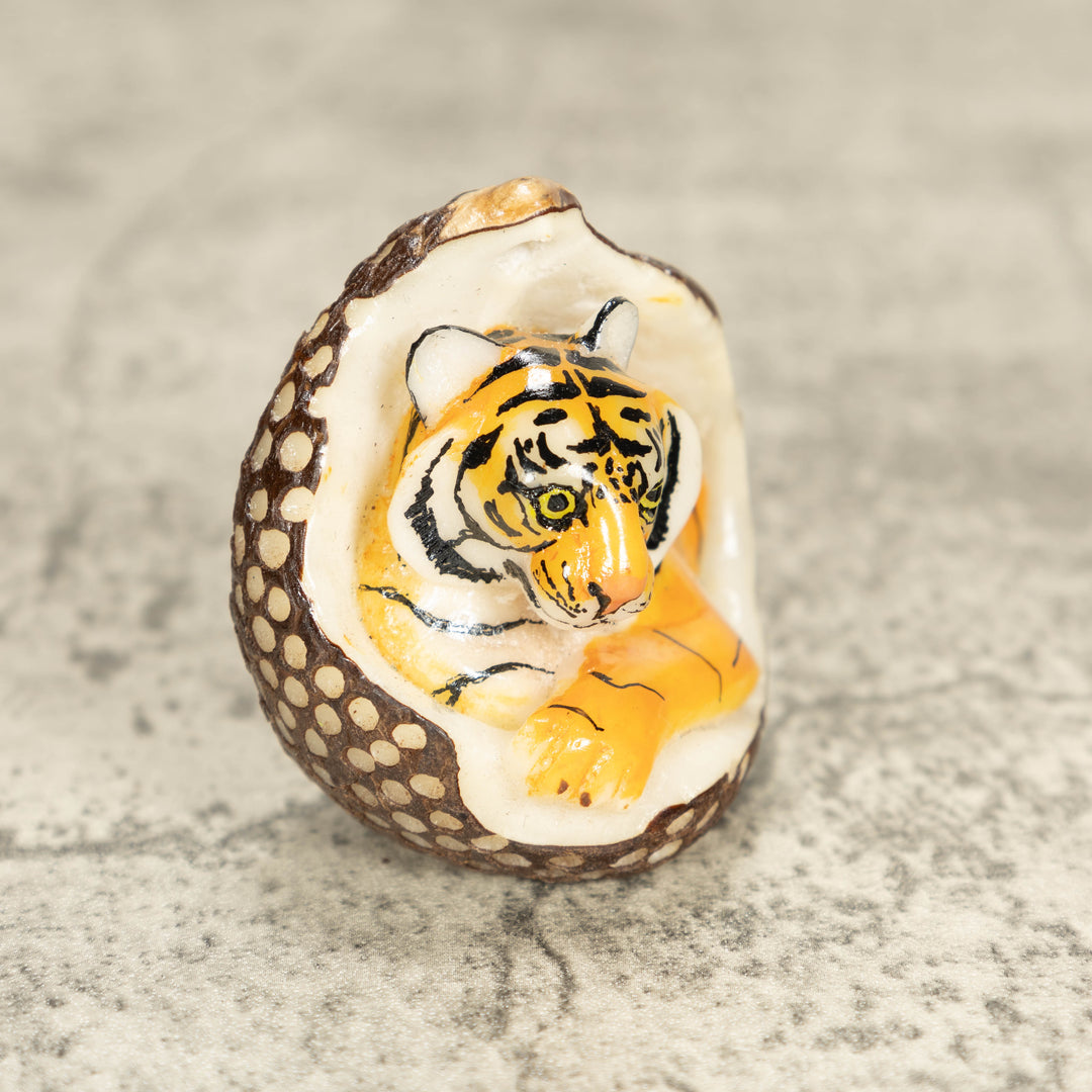 Bengal Tiger Cat Tagua Nut Carving